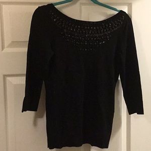 3/4 sleeve embellished sweater tie in back